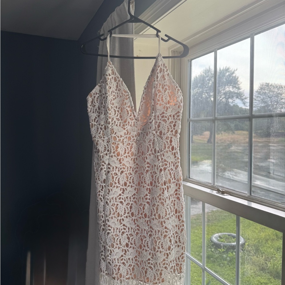 White Lace Strappy Dress